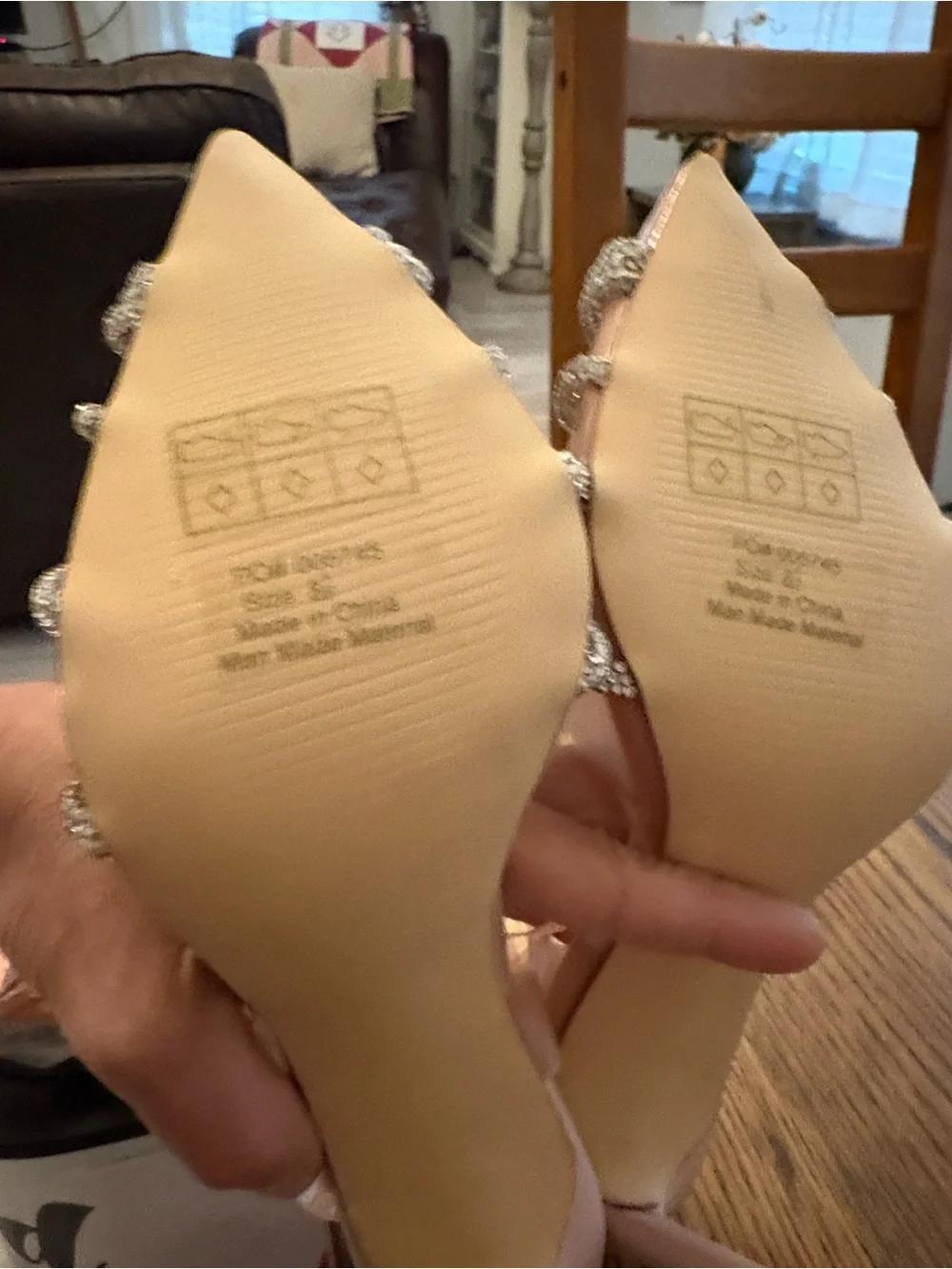 NWOT W SZ 8.5 Journee Collection Neutral  Pointed Toe Jelly Slingback Heels
